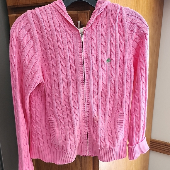 Lilly Pulitzer Sweaters - Lilly Pultizer Hot Pink Cable Knit Zip Up Hoodie Small
